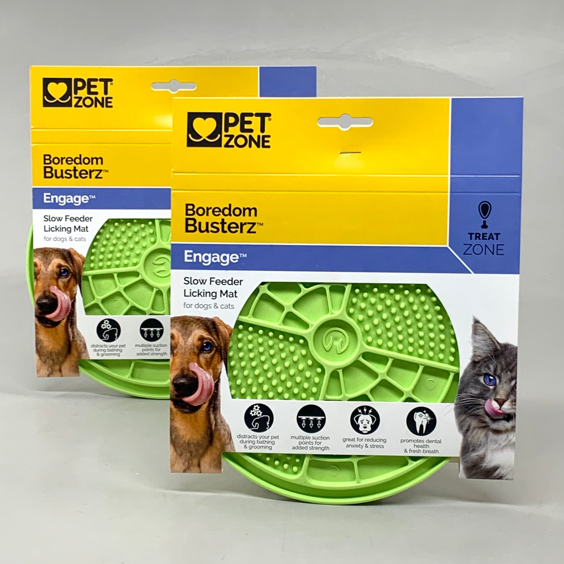 COSMIC PET (2 PK) Boredom Busterz Engage Slow Feeder Licking Mat Green 70808 V2