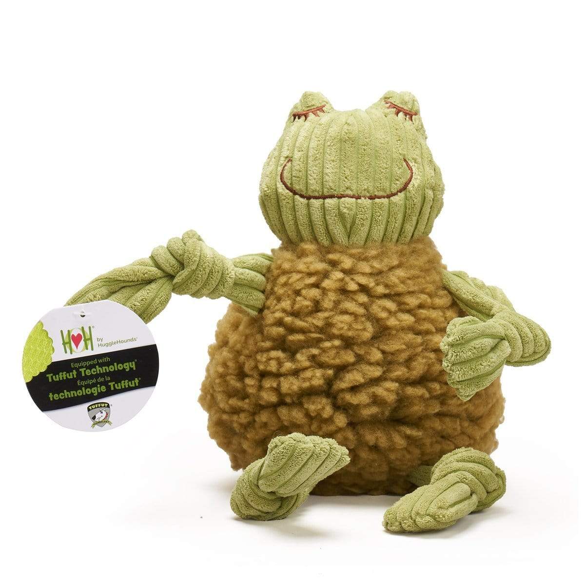 HuggleHounds Fleece Knot Frog Toy for Dogs